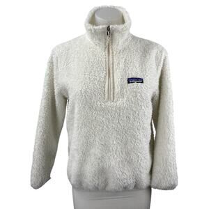 Patagonia Los Gatos Women's White Fleece 1/4 Zip Long Sleeve Sweater Top Sz XXS